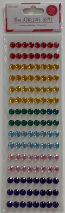 Rainbow - 10mm Adhesive Gems - Pack Of 120pc By Love To Craft™ - Craftywaftyshop