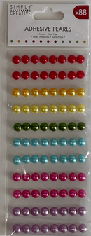 Rainbow - 10mm Self Adhesive Pearls - Pack Of 88pc By Simply Creative - Craftywaftyshop