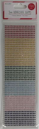 Rainbow - 3mm Adhesive Gems - Pack Of 1080pc By Love To Craft™ - Craftywaftyshop