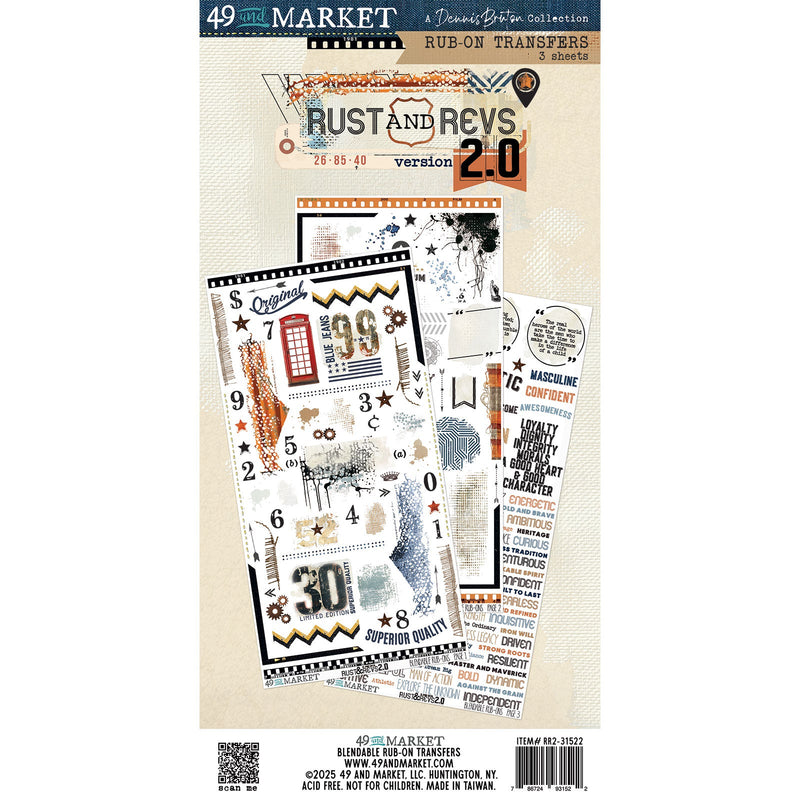 Rust & Revs 2.0 6×12 Rub - on Transfer Set by 49 and Market - Craftywaftyshop