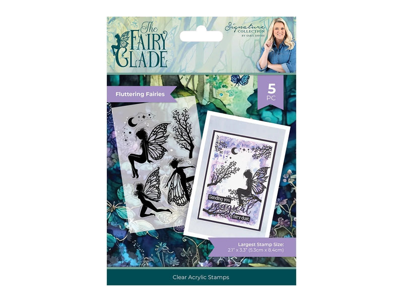 Sara Signature Fairy Glade - Acrylic Stamp - Fluttering Fairies by Crafters Companion - Craftywaftyshop