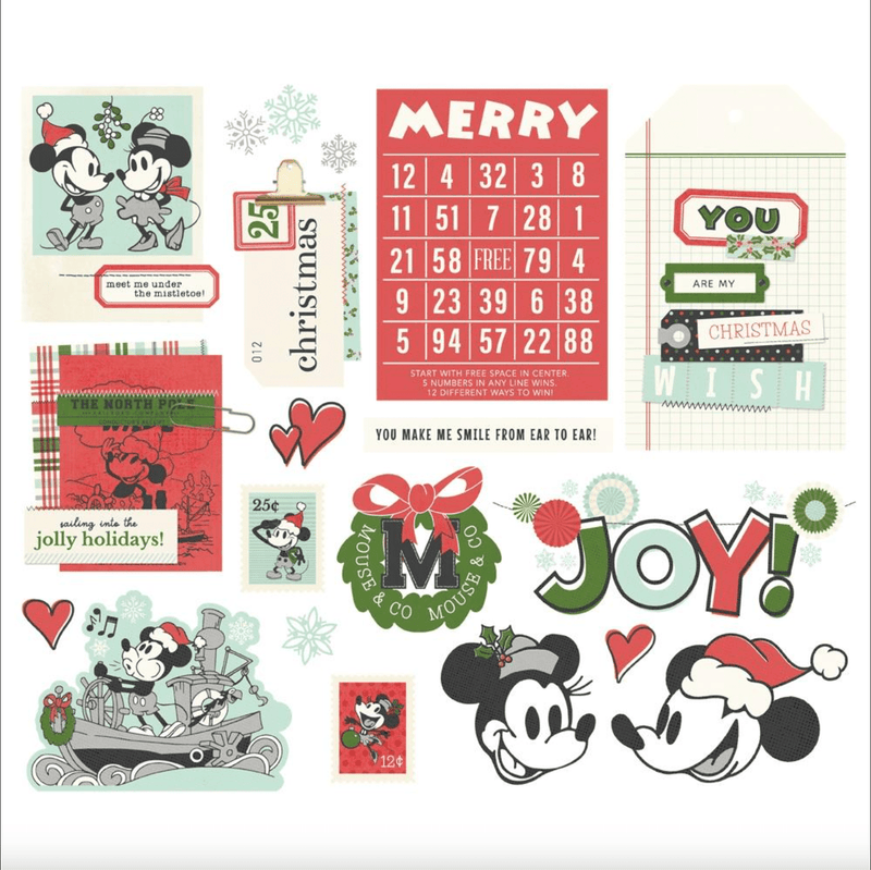 Say Cheese Classic Mouse Christmas 19 Ephemera Bits & Pieces by Simple Stories - Craftywaftyshop