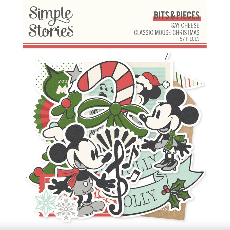 Say Cheese Classic Mouse Christmas 57 Bits & Pieces Die - Cuts by Simple Stories - Craftywaftyshop