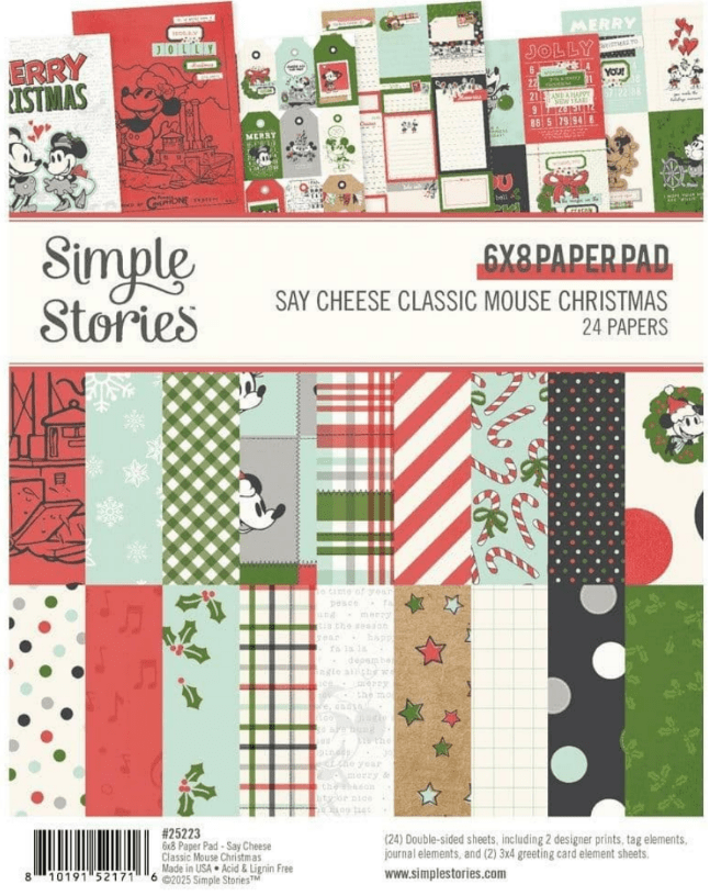 Say Cheese Classic Mouse Christmas Paper Pad 6"x 8" by Simple Stories - Craftywaftyshop