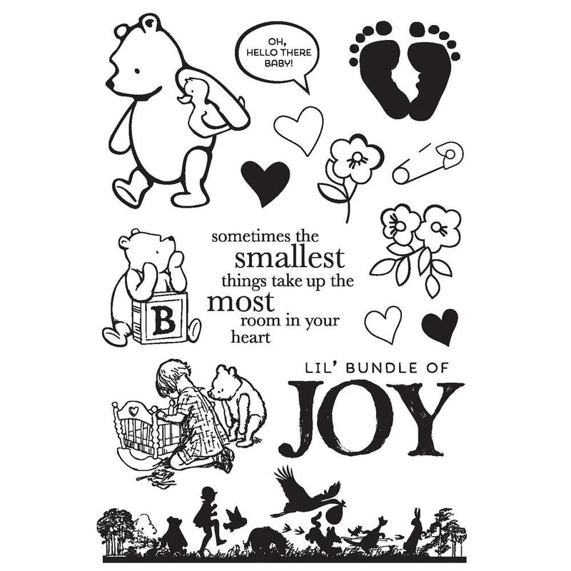 Say Cheese Classic Pooh Baby Bundle of Joy Stamps By Simple Stories - Craftywaftyshop