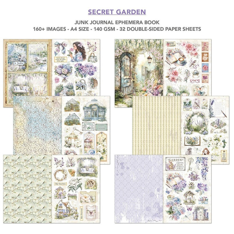 Secret Garden Junk Journal Ephemera Book A4 by Ciao Bella - Craftywaftyshop