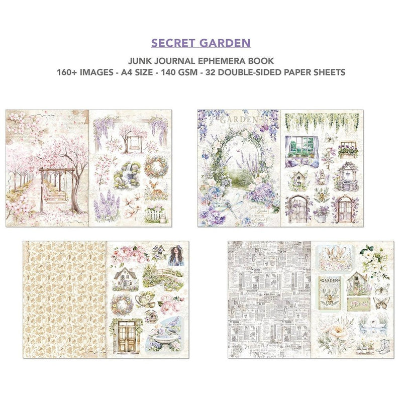 Secret Garden Junk Journal Ephemera Book A4 by Ciao Bella - Craftywaftyshop