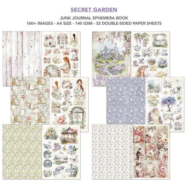 Secret Garden Junk Journal Ephemera Book A4 by Ciao Bella - Craftywaftyshop