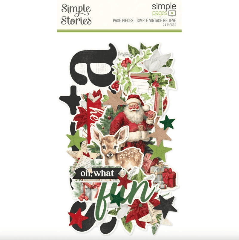Simple Vintage Believe 24 Cardstock Die - Cut Ephemera Page Pieces by Simple Stories - Craftywaftyshop
