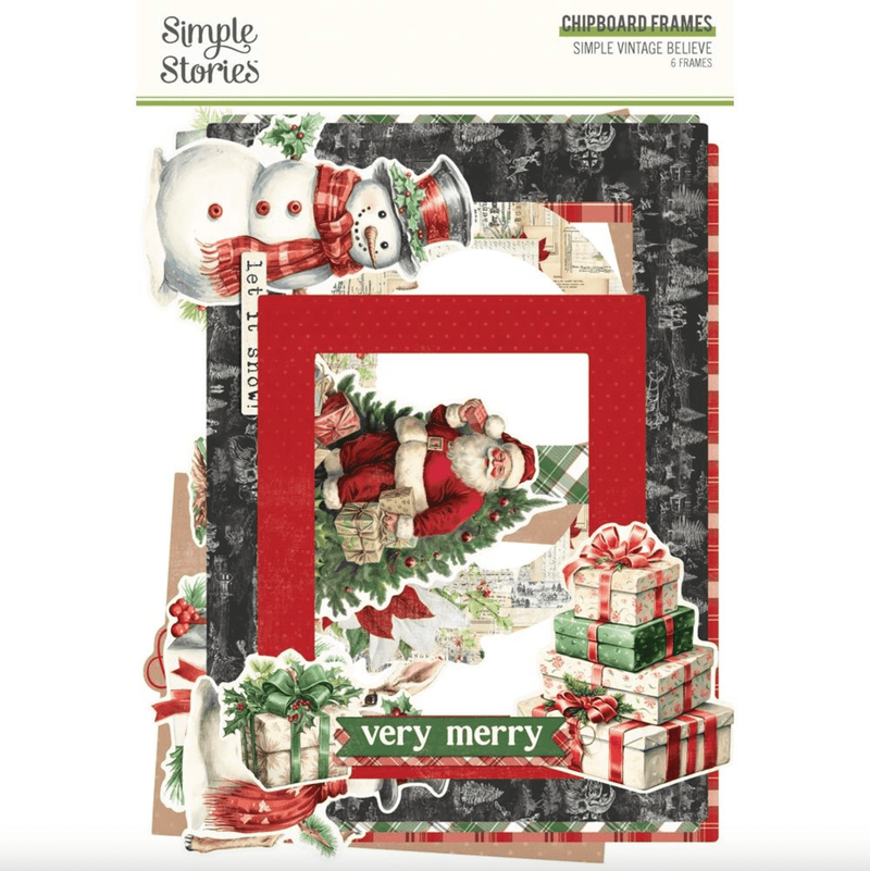 Simple Vintage Believe 6 Chipboard Frames for 3"x4" and 4"x6" Photos by Simple Stories - Craftywaftyshop