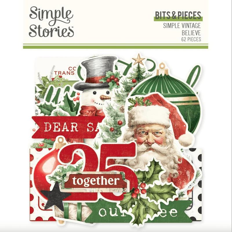 Simple Vintage Believe 62 Cardstock Die - Cut Ephemera Bits and Pieces - Craftywaftyshop