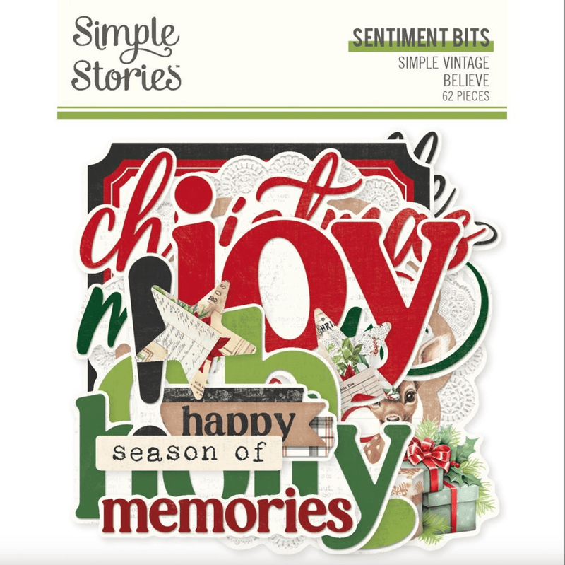 Simple Vintage Believe 62 Cardstock Die - Cut Ephemera Bits and Pieces by Simple Stories - Craftywaftyshop
