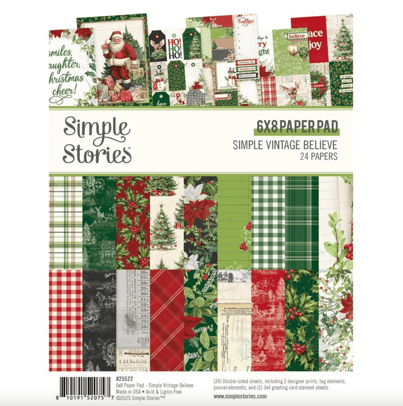 Simple Vintage Believe Double - Sided Paper Pad 6x8 24/Pkg by Simple Stories - Craftywaftyshop