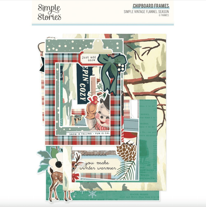 Simple Vintage Flannel Season 3x4 and 4x6 Chipboard Frames by Simple Stories - Craftywaftyshop