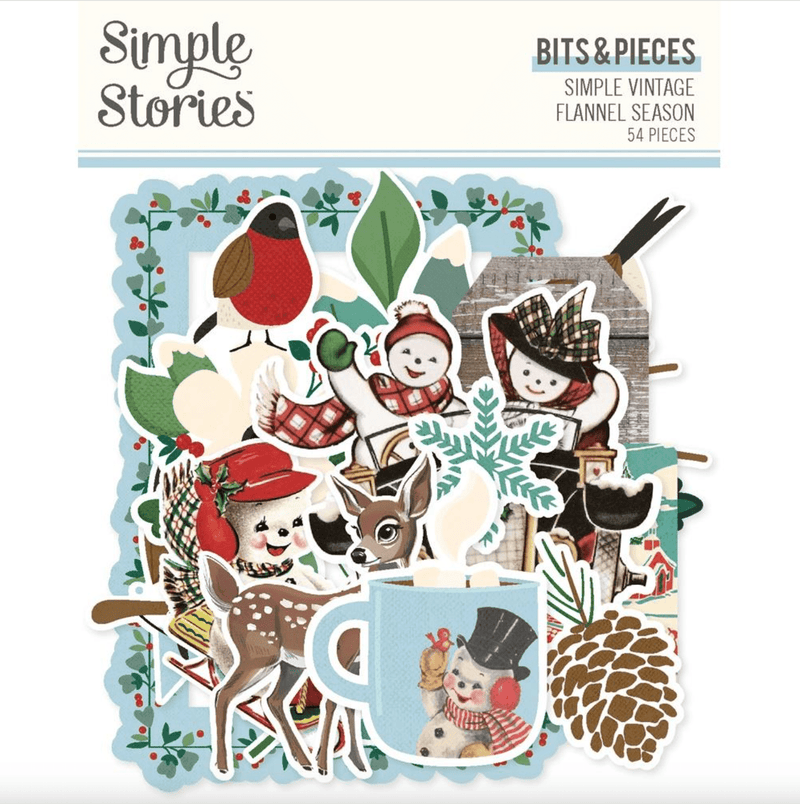 Simple Vintage Flannel Season 54 Piece Die - Cut Ephemera by Simple Stories - Craftywaftyshop