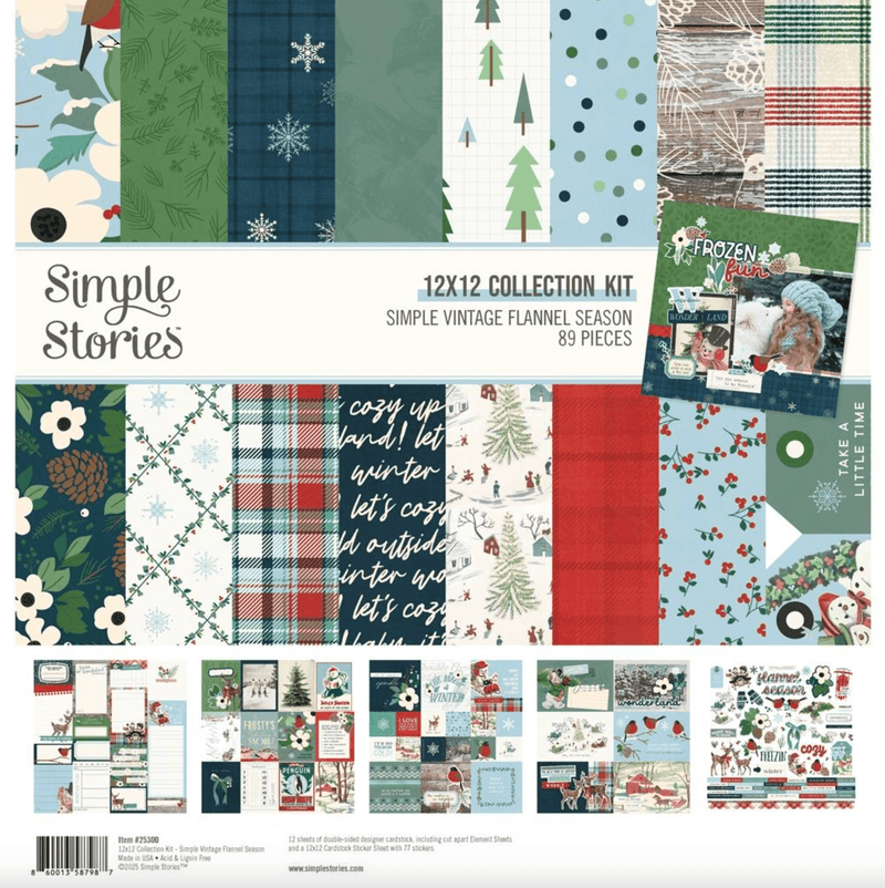 Simple Vintage Flannel Season Collection Kit 12"X12" by Simple Stories - Craftywaftyshop