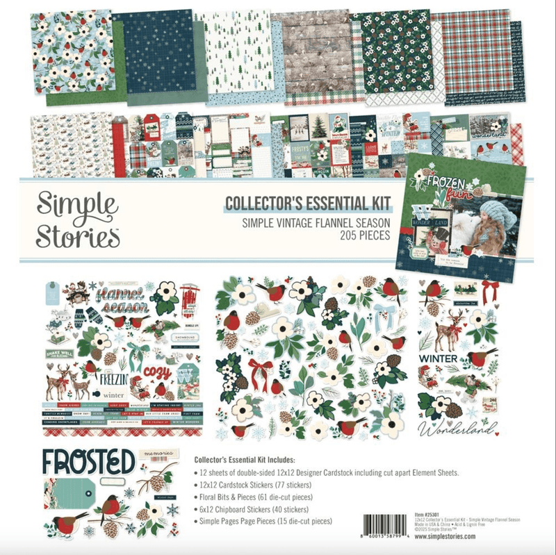 Simple Vintage Flannel Season Collector's Essential Kit 12"X12" by Simple Stories - Craftywaftyshop