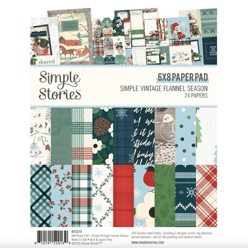 Simple Vintage Flannel Season Double - Sided Paper Pad 6"X8" 24/Pkg by Simple Stories - Craftywaftyshop