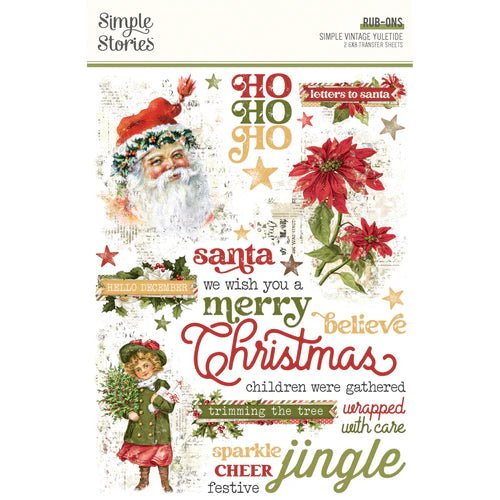 Simple Vintage Yuletide Rub Ons by Simple Stories - Craftywaftyshop