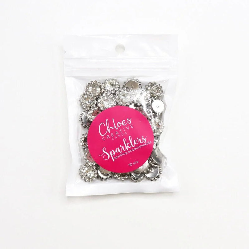 Sparklers 12mm Round Silver by Chloes Creative Cards - Craftywaftyshop