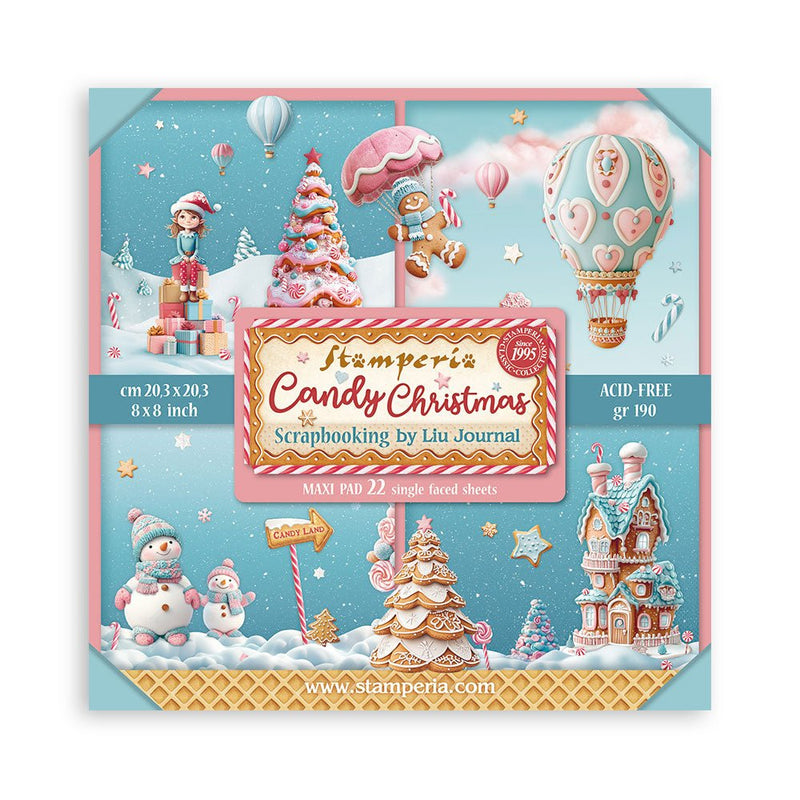 Stamperia - Candy Christmas - 8"X 8" Single Face Scrapbooking Pad - Craftywaftyshop