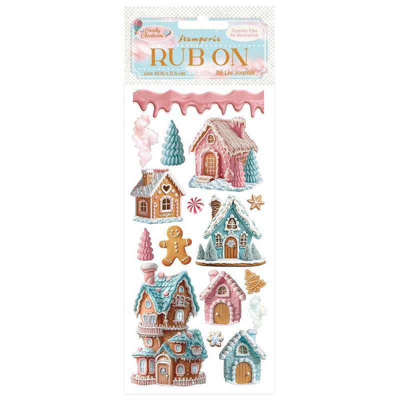 Stamperia - Candy Christmas - Rub - on Marzipan Houses - Craftywaftyshop