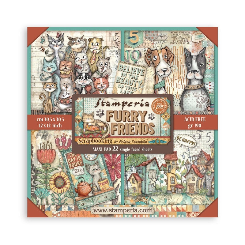 Stamperia - Furry Friends - 12"x12" Single Sided Pad - Craftywaftyshop