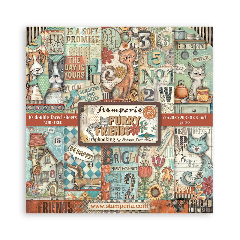 Stamperia - Furry Friends - 8"x8" Double Sided Pad - Craftywaftyshop