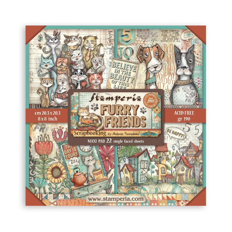 Stamperia - Furry Friends - 8"x8" Single Sided Pad - Craftywaftyshop