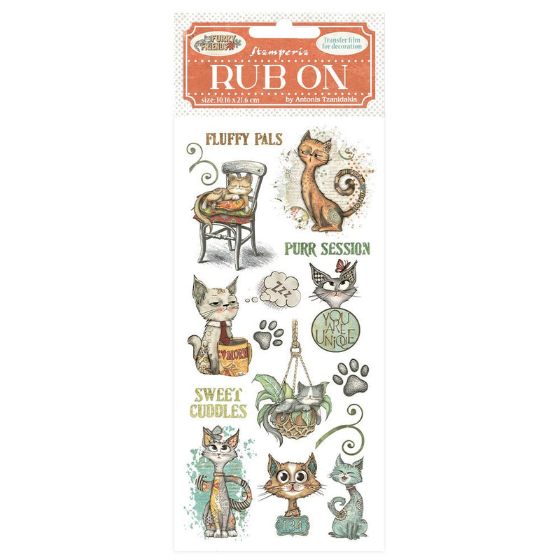 Stamperia - Furry Friends - Rub On - Cat - Craftywaftyshop