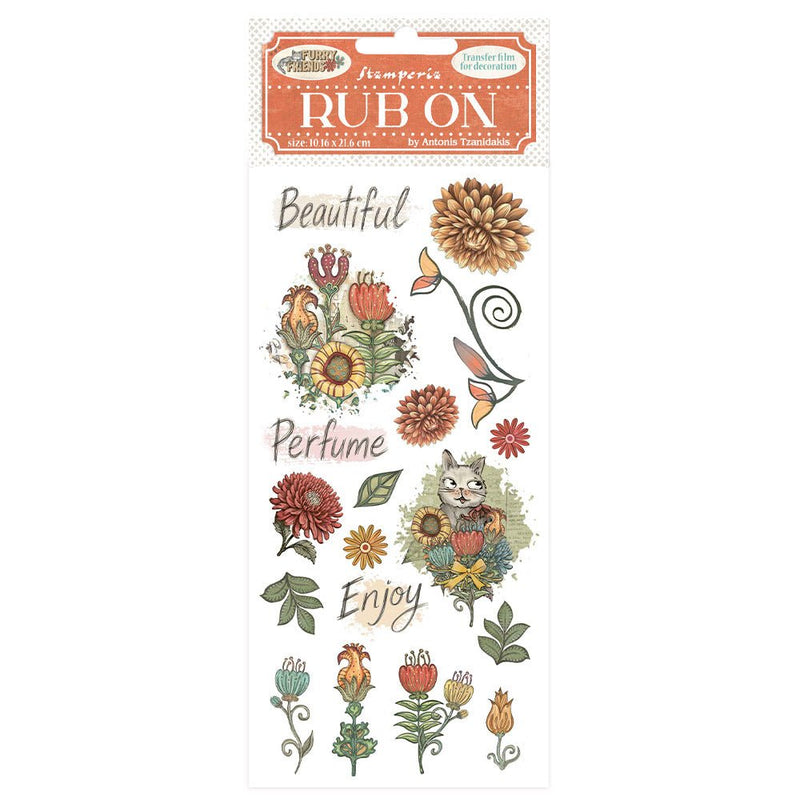 Stamperia - Furry Friends - Rub On - Flowers - Craftywaftyshop