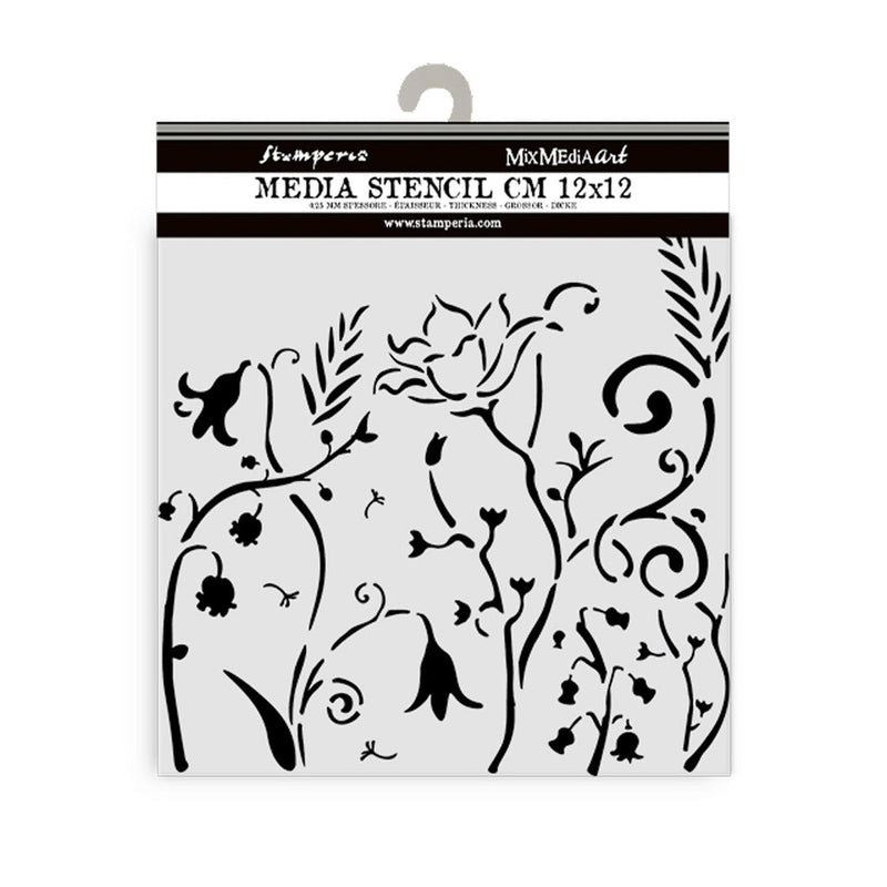 Stamperia Hidden Grove 12x12cm Thick Stencil Flowers - Craftywaftyshop