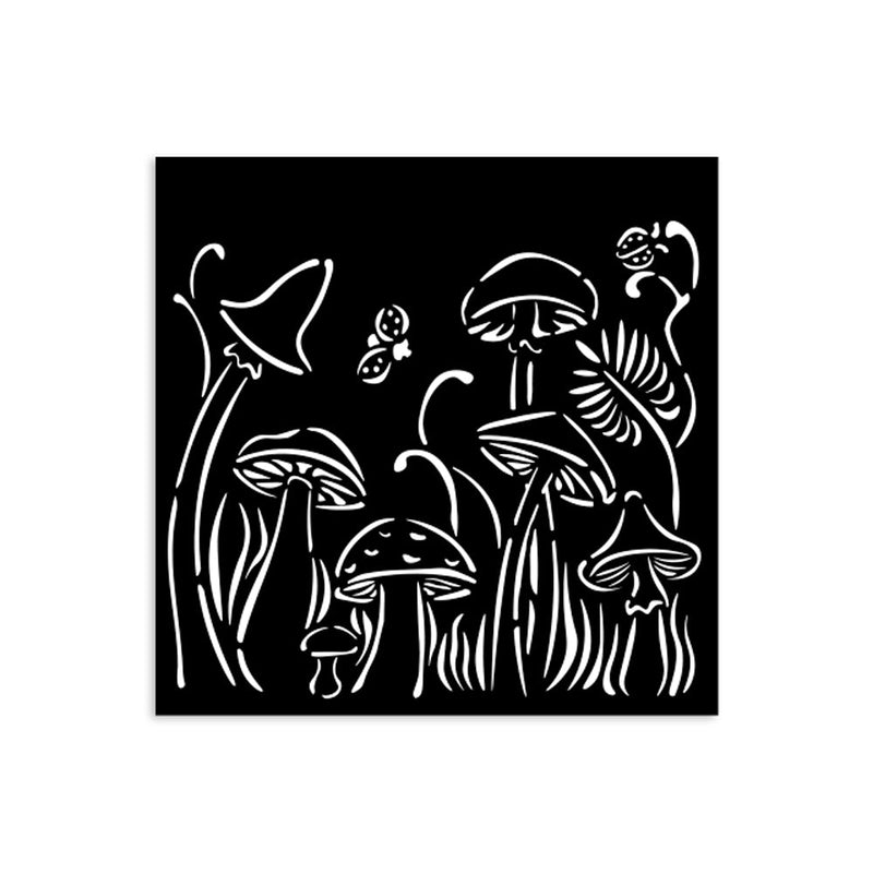 Stamperia Hidden Grove 12x12cm Thick Stencil Mushrooms - Craftywaftyshop