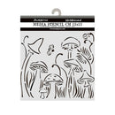Stamperia Hidden Grove 12x12cm Thick Stencil Mushrooms - Craftywaftyshop