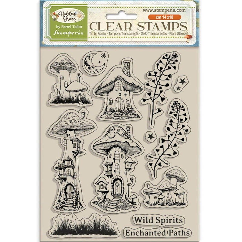 Stamperia Hidden Grove Acrylic Stamp Mushrooms - Craftywaftyshop