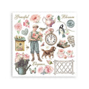 Stamperia House of Roses Rub - On Kit 6 Sheets 6.1x6.1 | DFLRBX13 - Craftywaftyshop