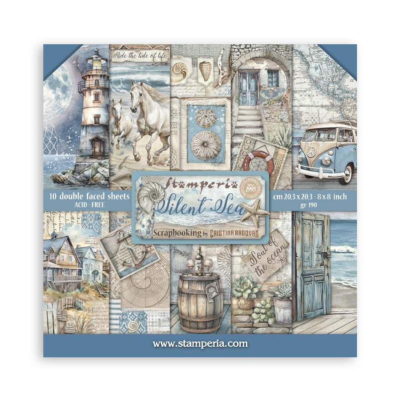Stamperia Silent Sea Scrapbooking Pad 8"x 8" Double sided - Craftywaftyshop