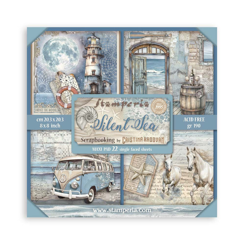 Stamperia Silent Sea Scrapbooking Pad 8"x8" Single Faced - Craftywaftyshop