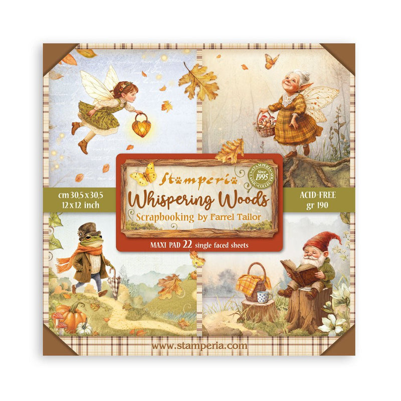 Stamperia - Whispering Woods - 12" x 12" Single Face Scrapbooking Pad - Craftywaftyshop