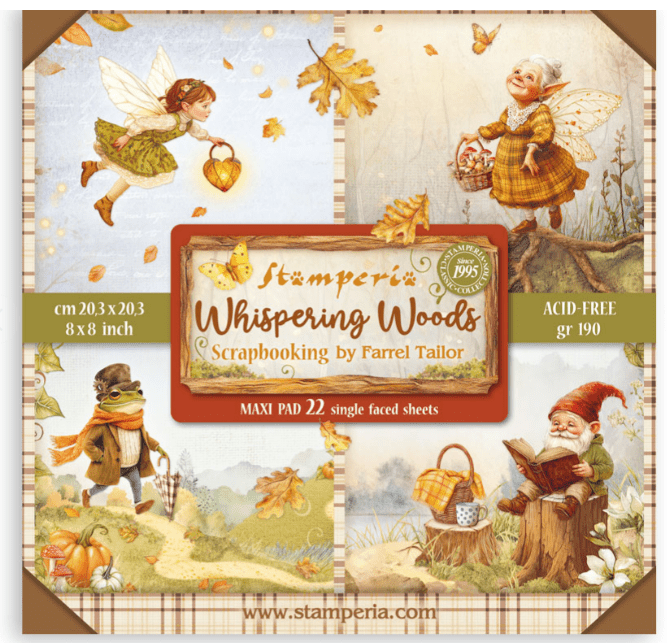 Stamperia - Whispering Woods - 8" x 8" single sided scrapbooking pad - Craftywaftyshop