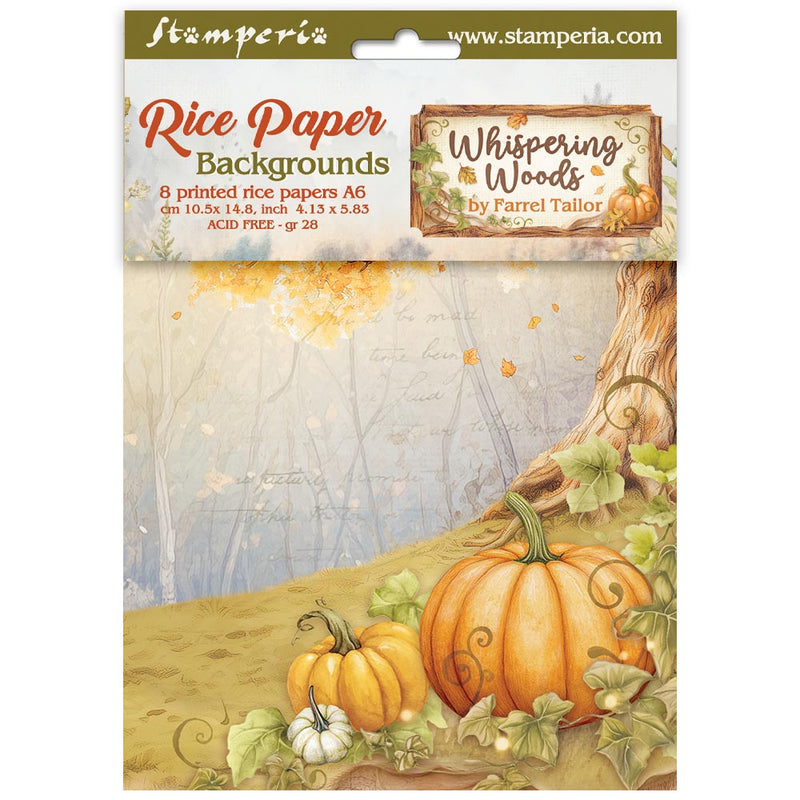 Stamperia - Whispering Woods - A6 Rice paper Backgrounds - Craftywaftyshop