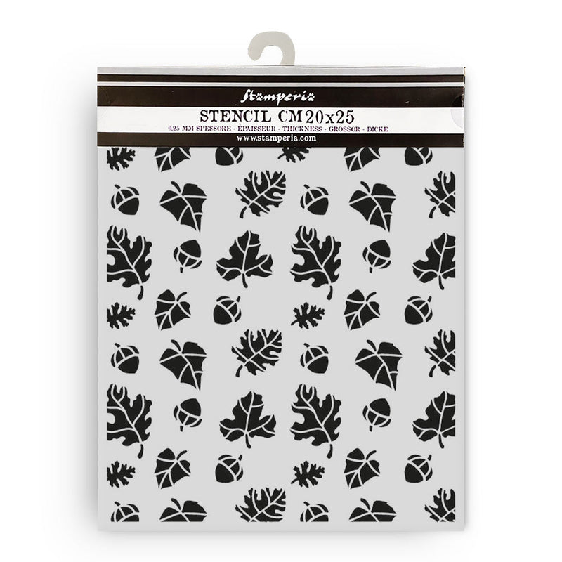 Stamperia - Whispering Woods - Leaves and Acorns Pattern Stencil (20x25cm) - Craftywaftyshop