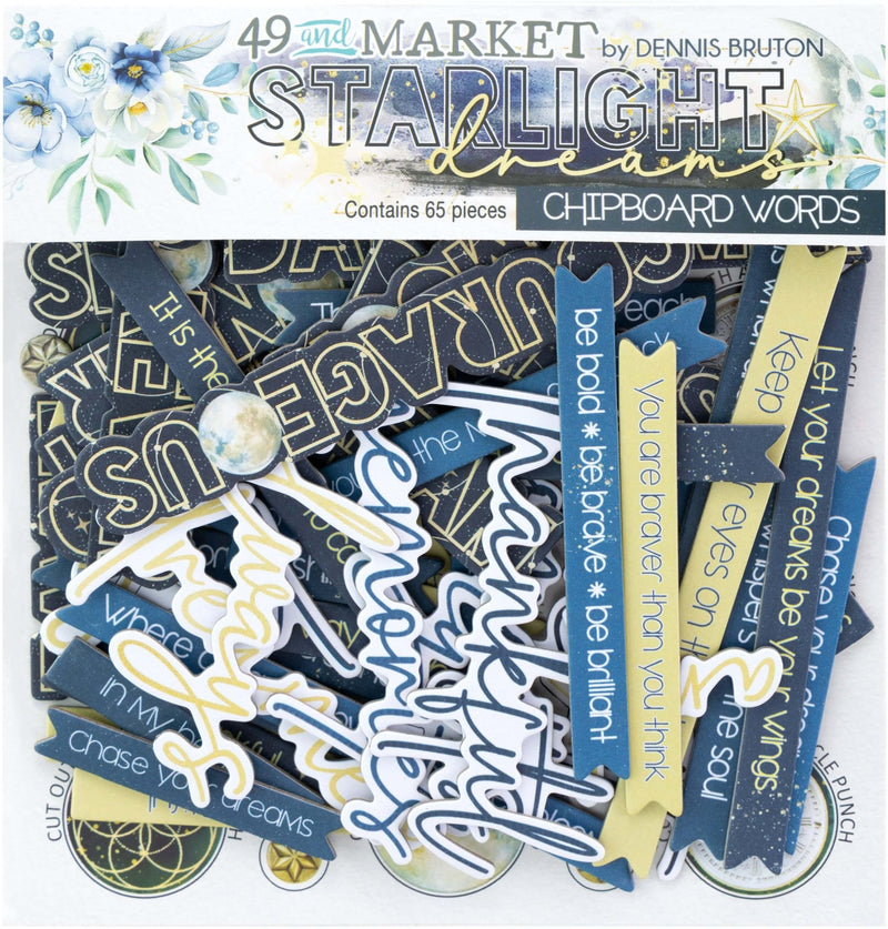 Starlight Dreams Chipboard Words by 49 and Market - Craftywaftyshop