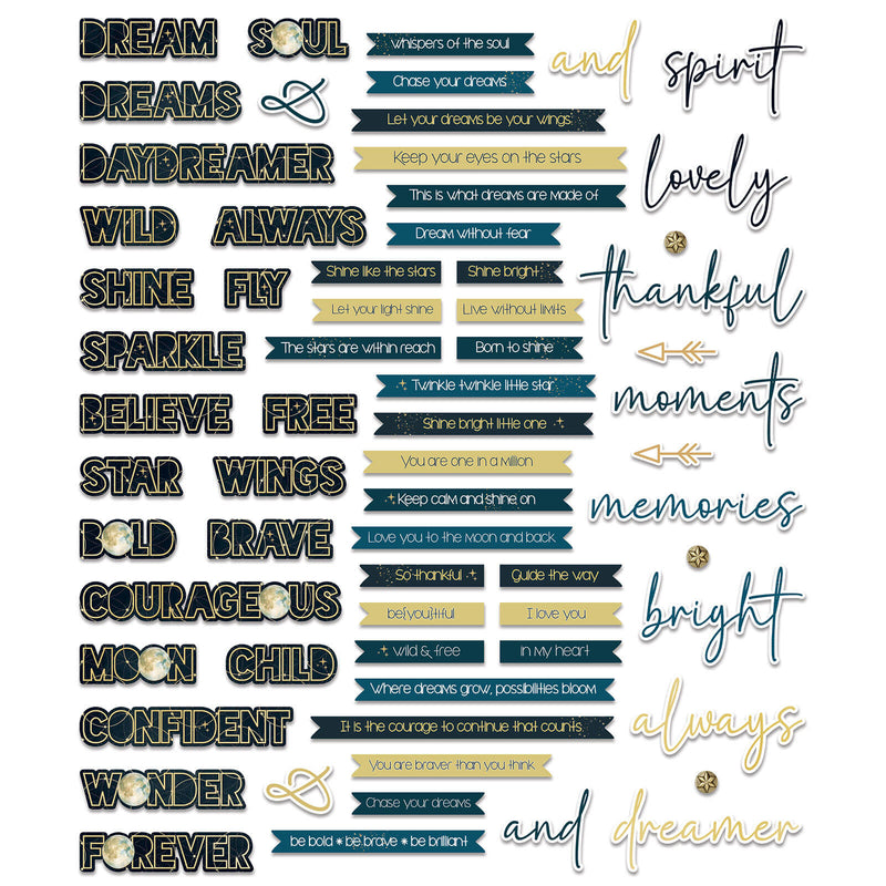 Starlight Dreams Chipboard Words by 49 and Market - Craftywaftyshop