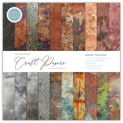 Textures Essential Craft Papers 12 x 12 by Craft Consortium - Craftywaftyshop