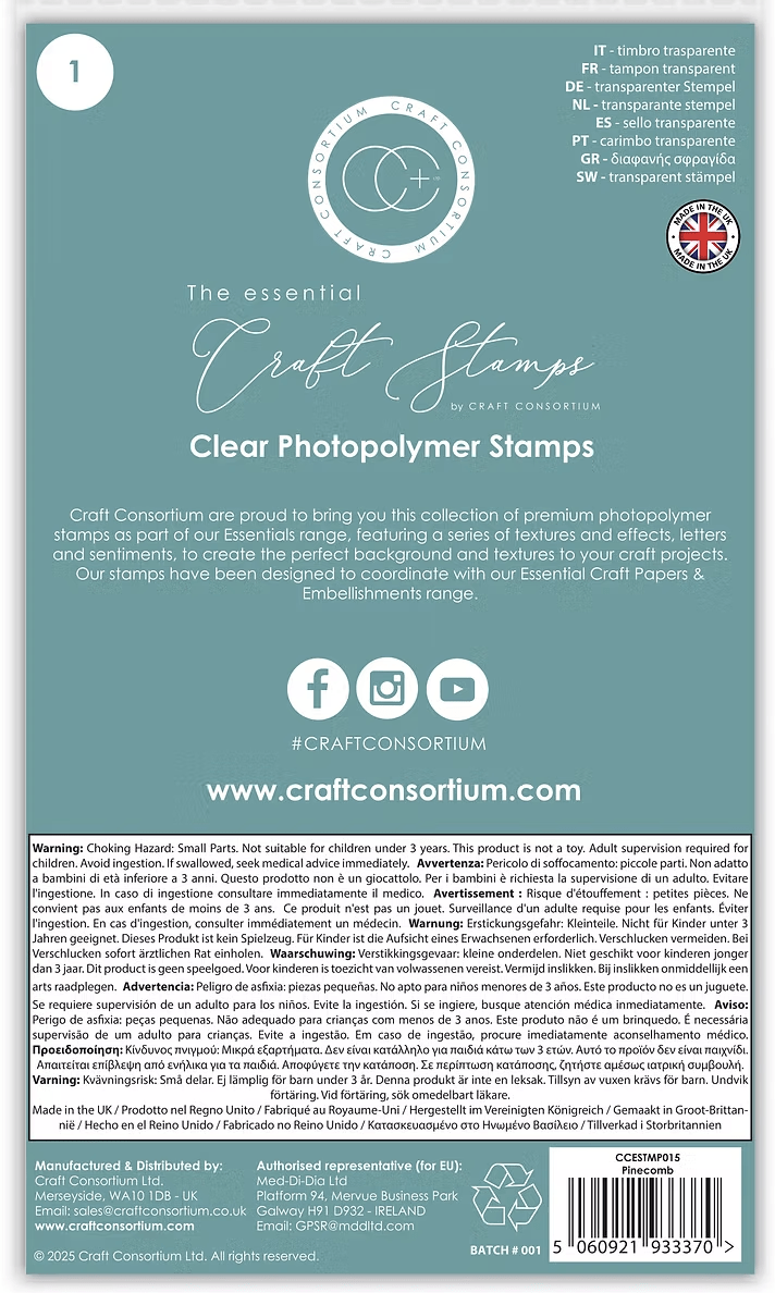 The Essential Craft Stamps - Pinecomb - Photopolymer Stamp - Craftywaftyshop