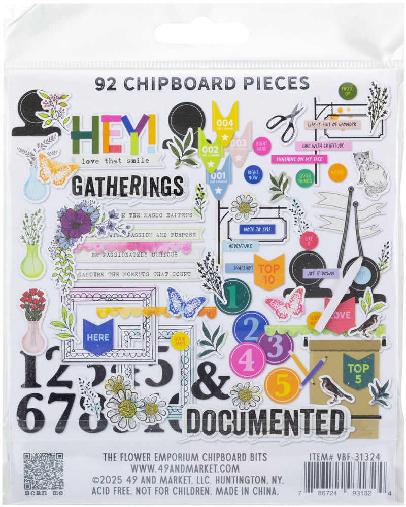 The Flower Emporium Chipboard Bits by 49 and Market - Craftywaftyshop