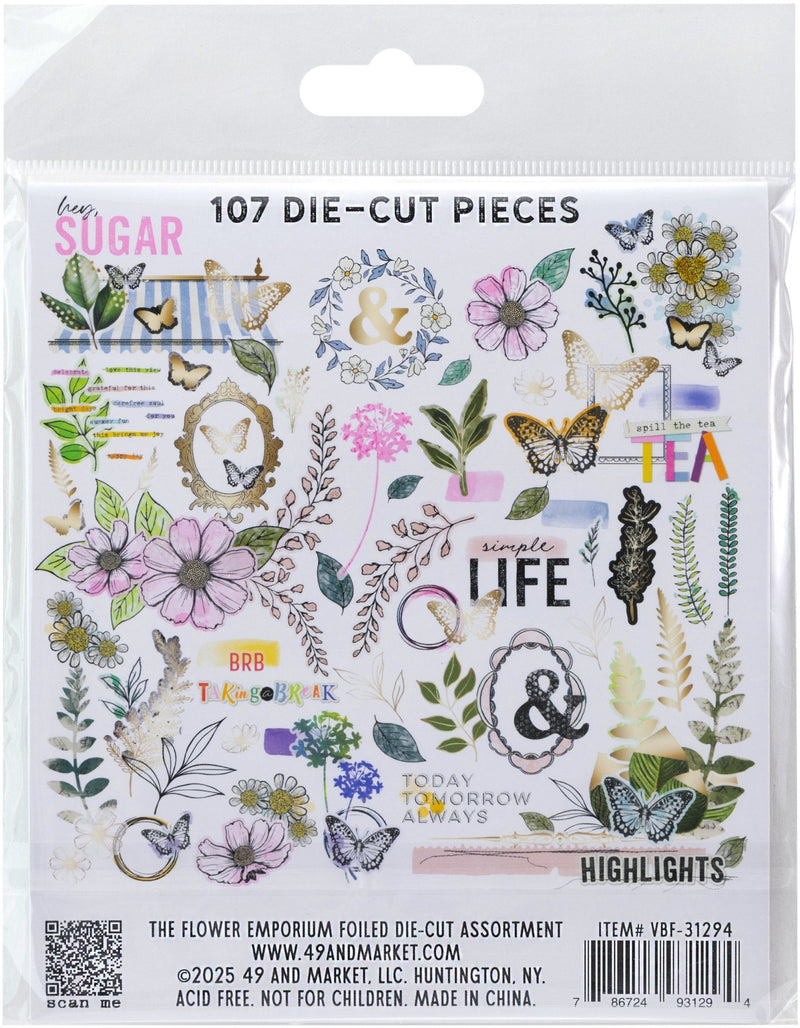 The Flower Emporium Foiled Die - Cut Assortment by 49 and Market - Craftywaftyshop