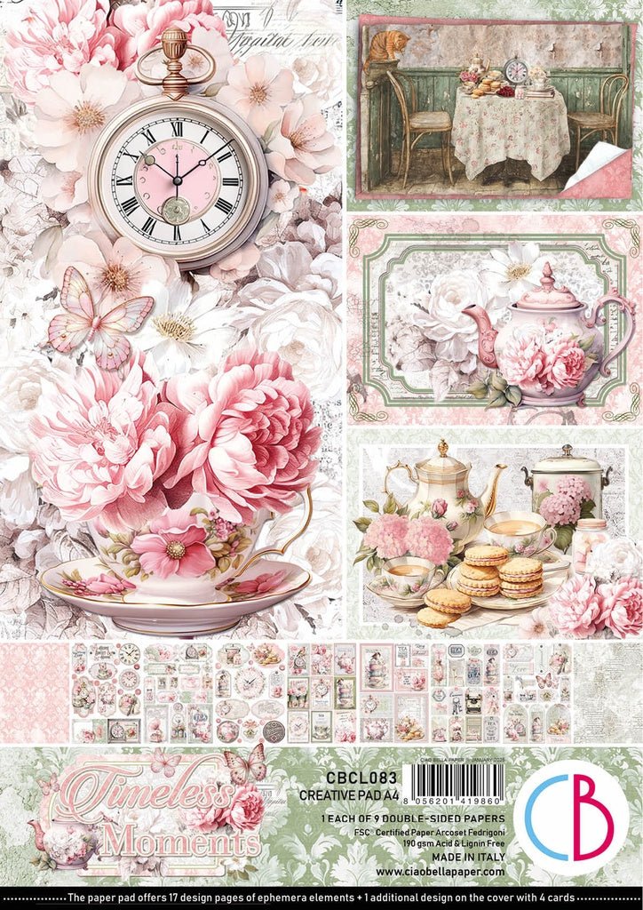 Timeless Moments Creative Ephemera Pad A4 9 Sheets by Ciao Bella - Craftywaftyshop