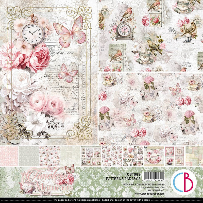 Timeless Moments Patterns Pad 12"x12" 8 Sheets by Ciao Bella - Craftywaftyshop